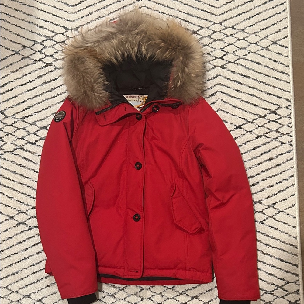 Red Fur-Trimmed Women's Jacket